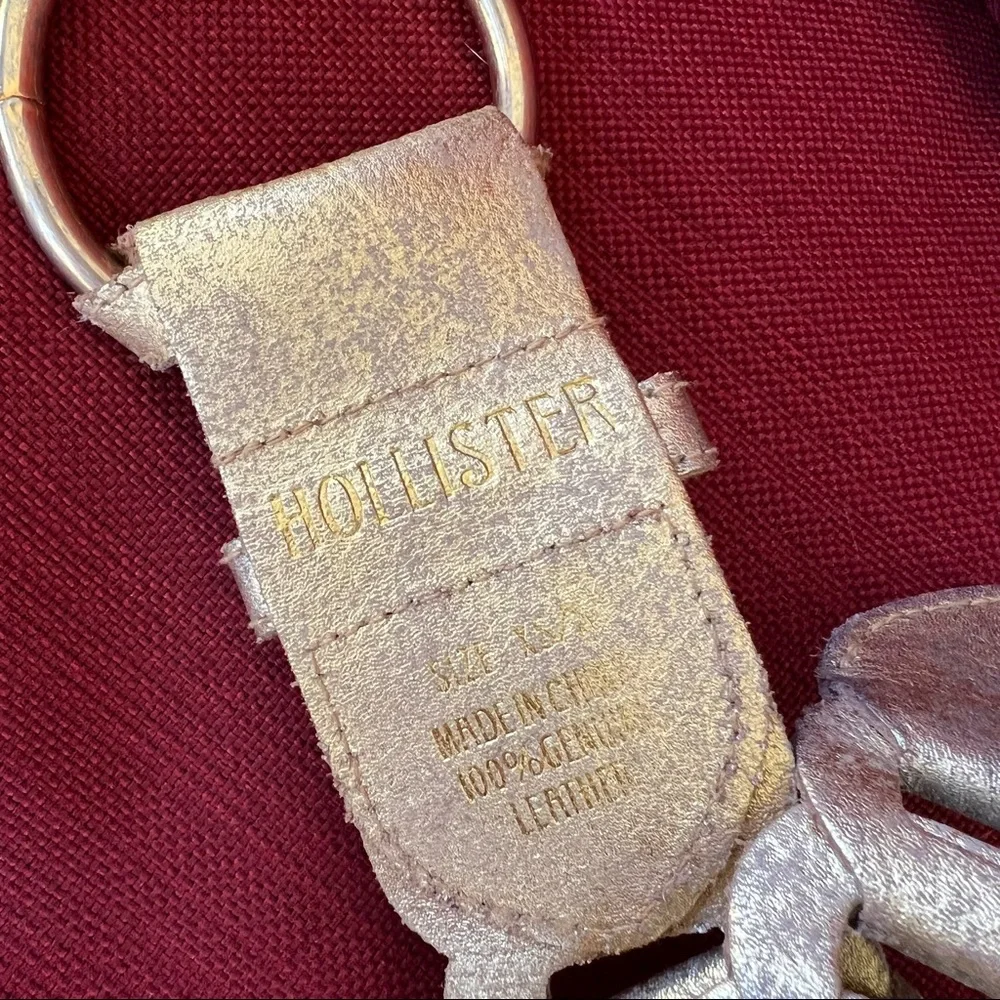 Vintage Hollister Brushed Gold Leather Link Belt 44.5” - Picture 3 of 4